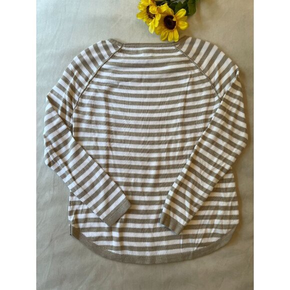 French Connection Women's Striped Long Sleeve Raglan Sweater S 100% Cotton - Picture 2 of 8